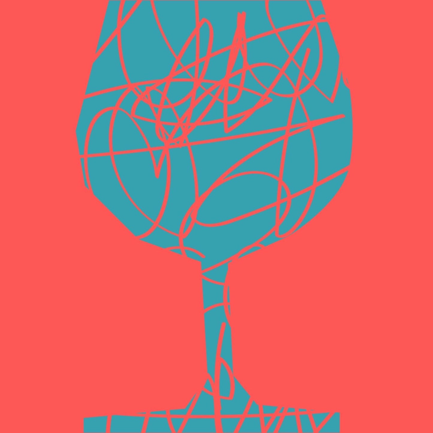 Art Tiles: Wine Glass (Teal & Salmon)